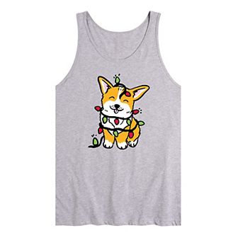 Men's Corgi Christmas Lights Tank Top Top
