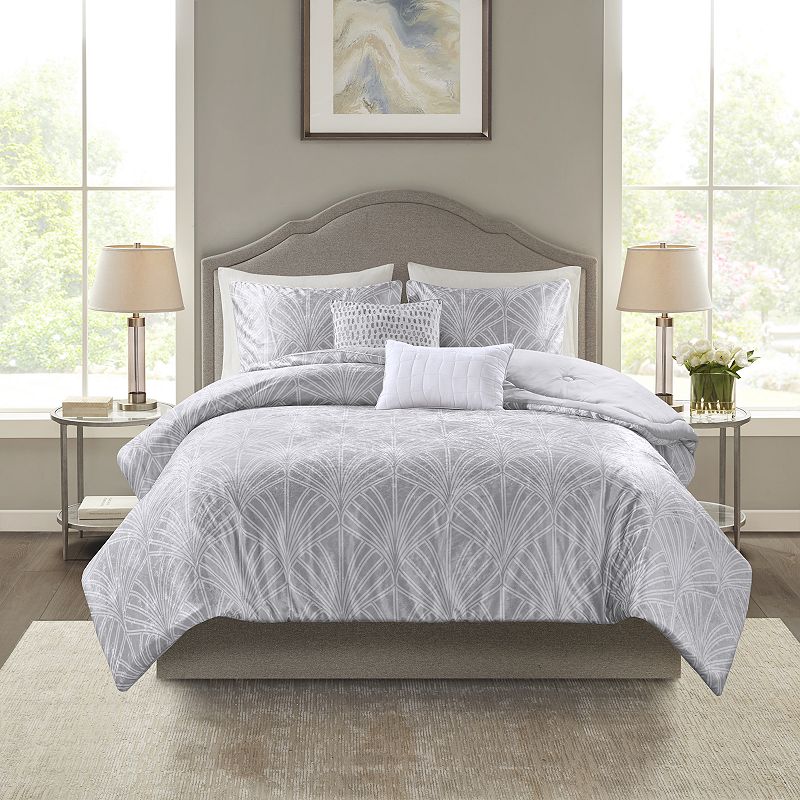 Beautyrest Kiona 5-Piece Crushed Velvet Oversized Comforter Set with Pillow