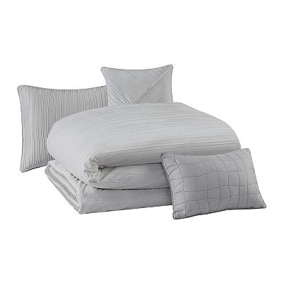 Beautyrest Jasper 5 Piece Oversized Crinkle Velvet Comforter Set with Throw Pillows