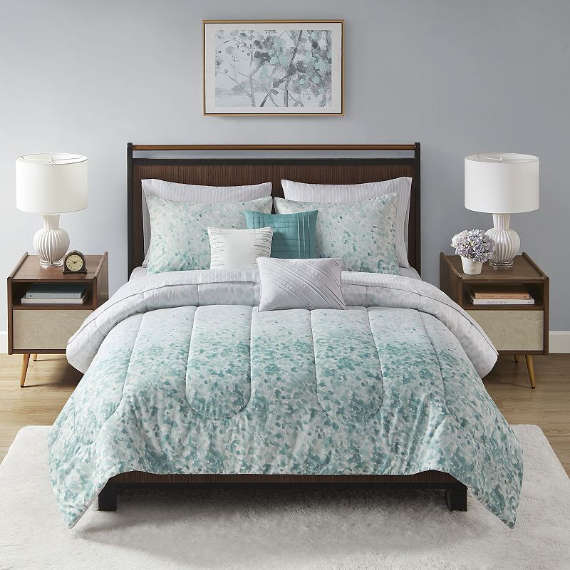 Beautyrest Teal Vail 10 Piece Bed in a Bag Comforter Set with Sheets  Queen