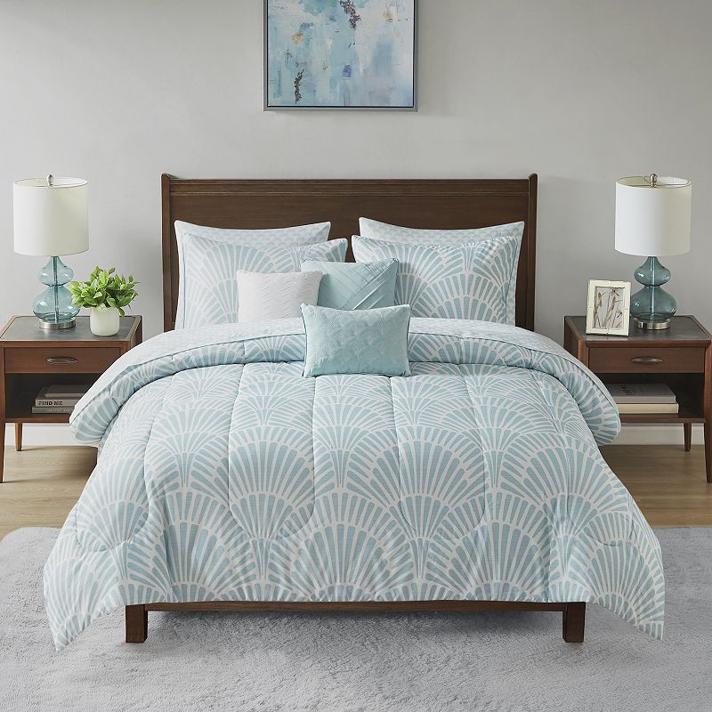 Beautyrest Conway Geometric 10-Piece Comforter & Sheet Set with Pillows, Bl