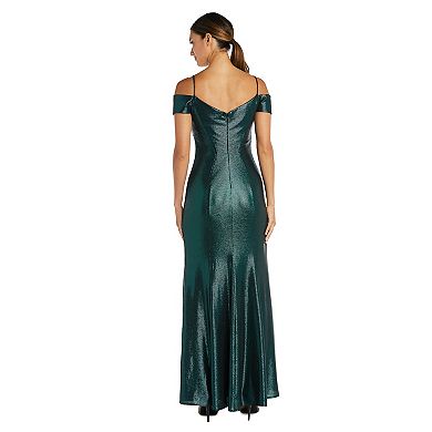 Petite Nightway Shimmery Long Evening Gown