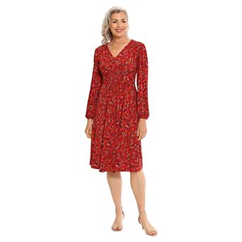 Women's London Times Print Empire Smocked Dress