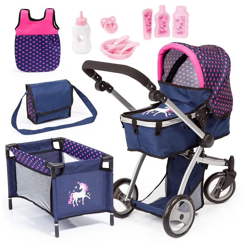 Bayer Dolls Pram Stroller & Accessories Set, Multicolor