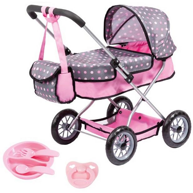 Pram and shop doll set