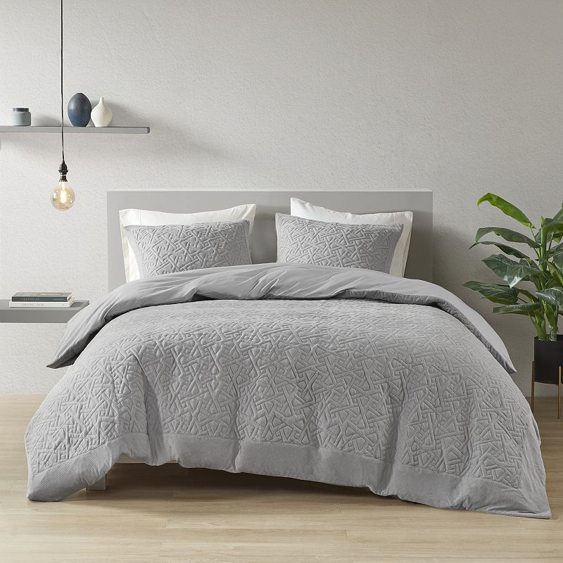 N Natori Origami Geometric Oversized Knit Quilted Top Comforter 3-piece Set