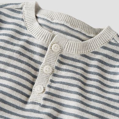Baby Little Planet by Carter's Organic Cotton Striped Sweater Knit Henley Sweatshirt & Jogger Pants 2-Piece Set