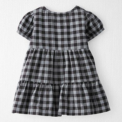 Baby Girl Little Planet by Carter's Plaid Button-Front Tiered Dress & Diaper Cover Set