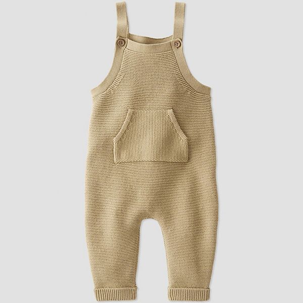 Baby Little Planet by Carter's Organic Cotton Beige Sweater Knit Overalls