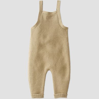 Baby Little Planet by Carter's Organic Cotton Beige Sweater Knit Overalls