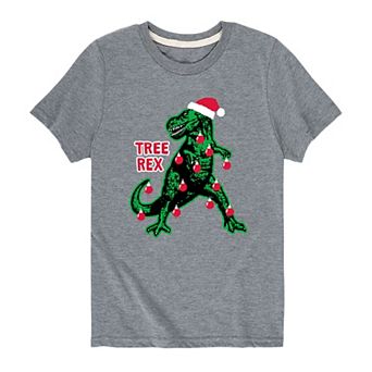 Boys 8-20 Tree Rex Christmas Dino Tee
