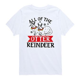 Boys 8-20 Otter Reindeeer Holiday Tee