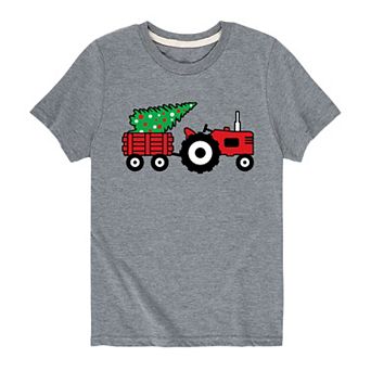 Boys 8-20 Tractor And Christmas Tree Tee