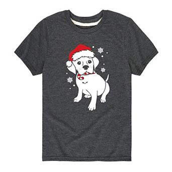 Boys 8-20 Christmas Dog Santa Hat Tee