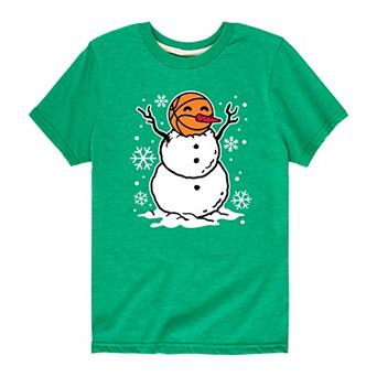 Boys 8-20 Basketball Snowman Tee
