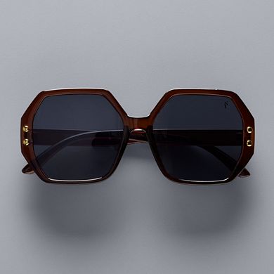 Women's Simply Vera Vera Wang Large Plastic Emery Square 17mm Sunglasses