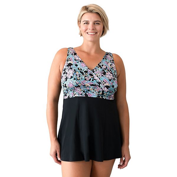 Plus Size A Shore Fit Wrap Swimdress