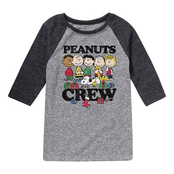 Boys 8-20 Peanuts Christmas Crew Raglan Tee
