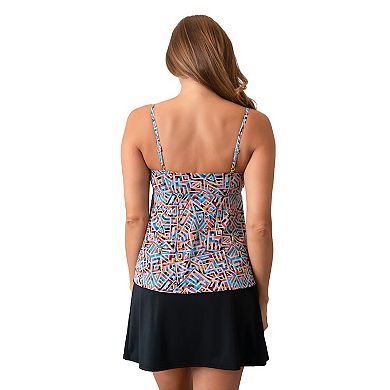 Women's A Shore Fit Mesh Zara Print Flared Bandeau Swim Top