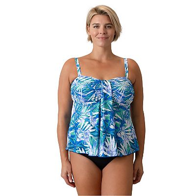 Plus Size A Shore Fit Waterfall Swim Top