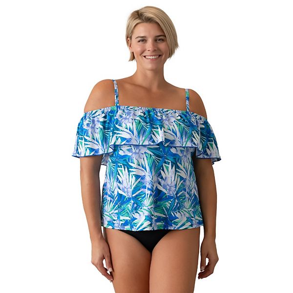 Plus size off discount the shoulder swim top