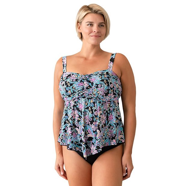 Plus Size A Shore Fit D s E s V Hem Swim Top