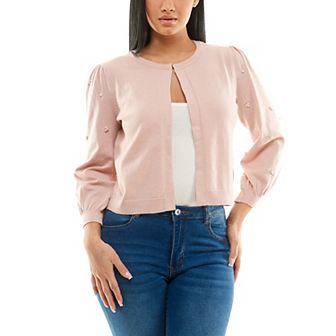 Women's Nina Leonard Balloon Pearl Sleeve Bolero