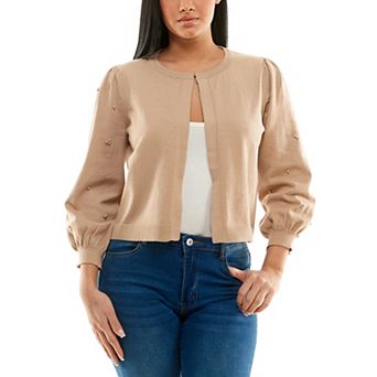 Women's Nina Leonard Balloon Pearl Sleeve Bolero