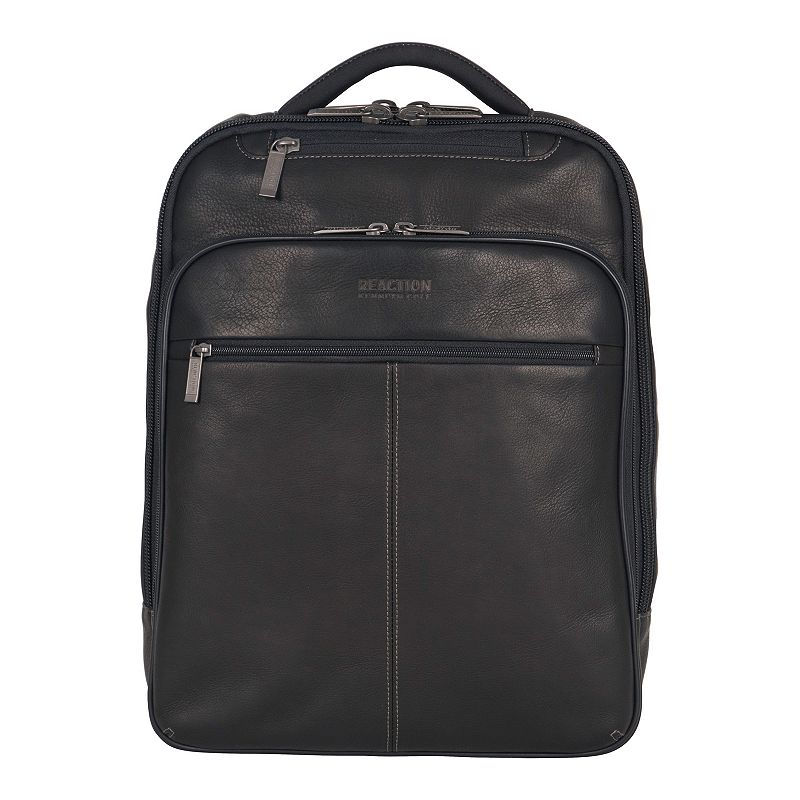Kenneth Cole Reaction Leather EZ-Scan 16-Inch Laptop Backpack, Black