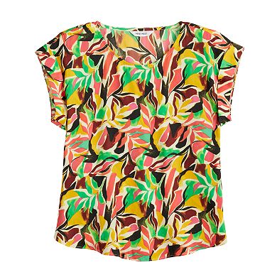 Women's Nine West Roll Cuff Woven Tee