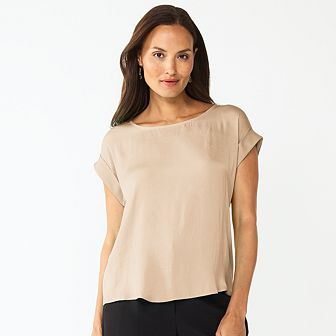 Women's Nine West Roll Cuff Woven Tee
