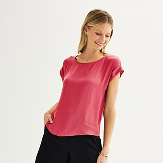 Women's Nine West Roll Cuff Woven Tee