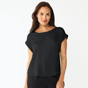 Women's Nine West Roll Cuff Woven Tee
