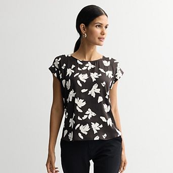 Women's Nine West Roll Cuff Woven Tee