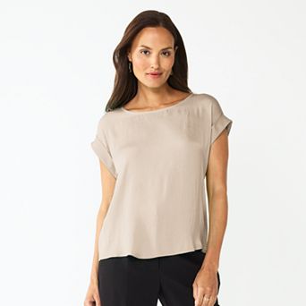 Women's Nine West Roll Cuff Woven Tee