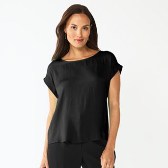 Women's Nine West Roll Cuff Woven Tee