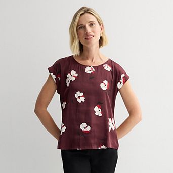 Women's Nine West Roll Cuff Woven Tee