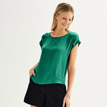 Women's Nine West Roll Cuff Woven Tee