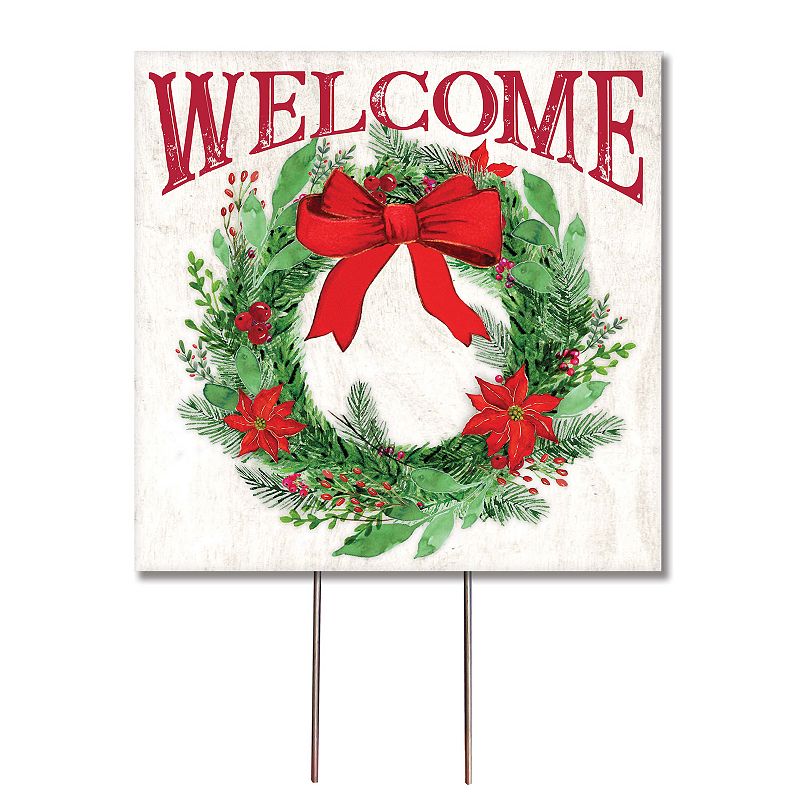 Welcome Wreath Lawn Garden Stake, Multicolor, 8X8