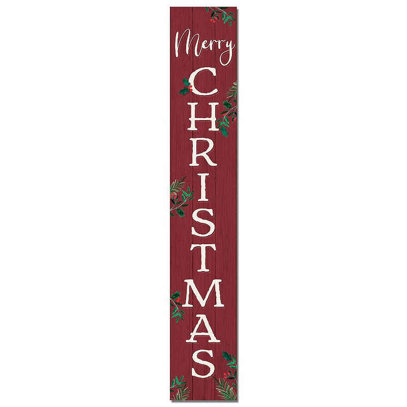 Merry Christmas Red Holly Porch Leaner Floor Decor, Multicolor