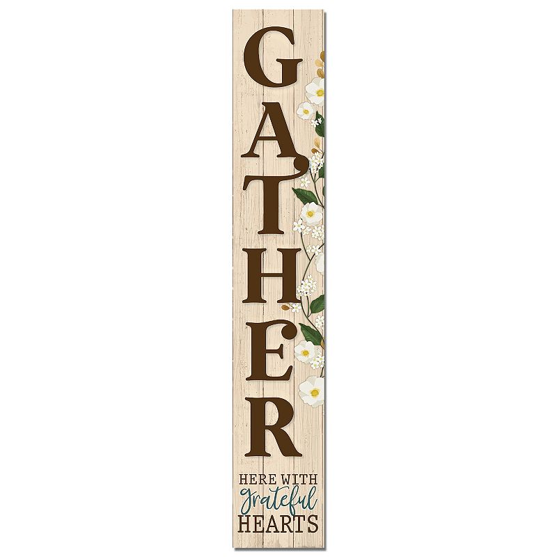 Gather Here Grateful Hearts Porch Leaner Floor Decor, Multicolor