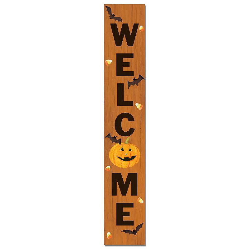 Welcome Bats Pumpkin Porch Leaner Floor Decor, Multicolor