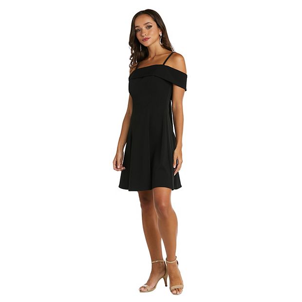 Juniors Morgan and Co Off the Shoulder Fit Flare Dress