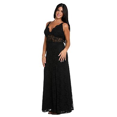 Juniors' Morgan and Co Lace Corset Long Evening Gown
