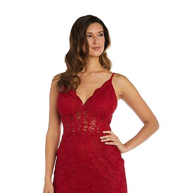 Juniors' Morgan and Co Lace Corset Short Bodycon Dress