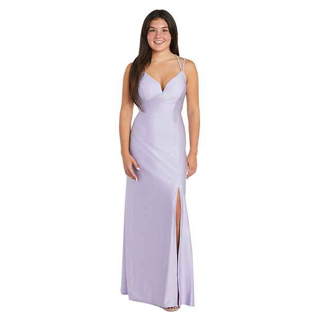 Juniors Morgan and Co Strappy Back Satin Evening Gown