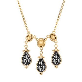 1928 Two-Tone Antiqued Teardrop Necklace