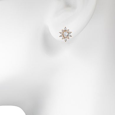 LC Lauren Conrad Gold Tone Simulated Crystal Oval Nickel Free Stud Earrings
