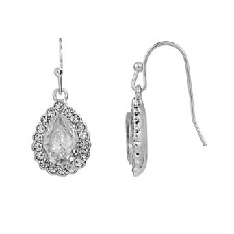 LC Lauren Conrad Silver Tone Teardrop Nickel Free Halo Earrings