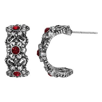 1928 Silver Tone With Colorful Stone Earrings